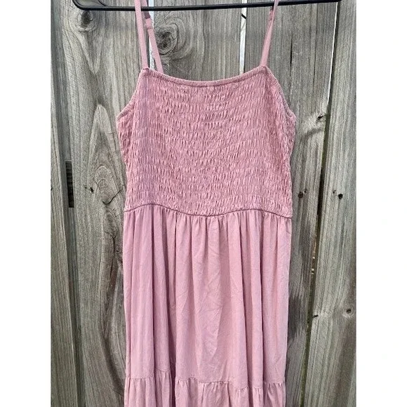 PrettyGarden Mauve Pink Smocked Tiered Maxi Dress Womens Size Small Boho Summer - Picture 5 of 5